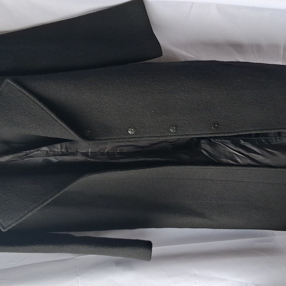Quince 100% Merino Wool Shawl Collar Long Coat Black M - Picture 10 of 15